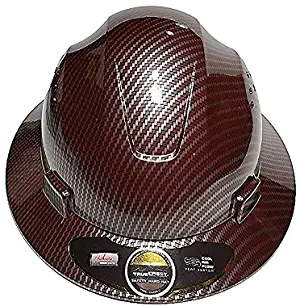HDPE- Hydro Dipped Red/Silver {FG} Full Brim Hard Hat With Fas-Trac Suspension {Top Impact}