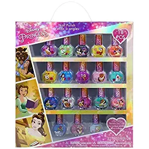 Townley Girl Disney Princess Super Sparkly Peel-Off Nail Polish Deluxe Set for Girls, 18 Colors