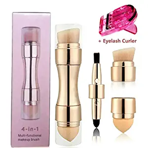 Makeup Brushes 4 in 1 Retractable Set, Foudation Blush Brush Cosmetic Tool Lip Brush, Smudge Brush, Contour & Blush Brush, Sponge Brush,Multi-foundational Makeup Brush for Travel & Household Use