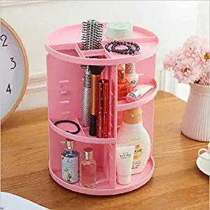 RainbowCo Makeup Organizer 360 Degree Rotating - Makeup Organizers and Storage - Cosmetic Lipstick Jewelry Box - Makeup Organizer Box Brush Holder Jewelry -Organizer Case Jewelry Makeup (Pink)