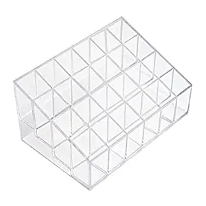 Adorox 2pcs of 24 Stand Transparent Acrylic Trapezoid Makeup Cosmetic Lipstick Lip Gloss Display Stand Organizer Office Supplies (Clear (2 Pieces)