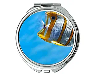 Mirror,Compact Mirror,fish eyes theme of Pocket Mirror,portable mirror 1 X 2X Magnifying