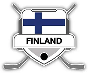 Finland Flag Hockey Crest Vinyl Decal Sticker Car Decal Bumper Sticker for Use on Laptops Windows Bottles Laptops Windows Scrapbook Luggage Lockers Cars Trucks