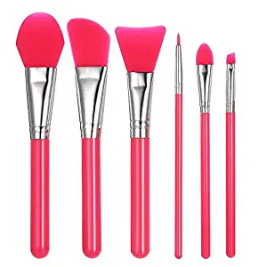 Anself 6pcs Silicone Makeup Brush Set Facial Mask Foundation Brushes Eyeshadow Eyebrow Brush Kit