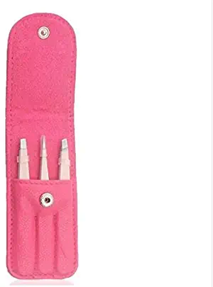 Yimart Precision Tweezers Set,Eyebrow Tweezers,Professional Stainless Steel Point Tip,Slant Tip,Flat Tip Hair Removal Anti-static,Eyebrow Eyelash Extension,Makeup Cosmetic Tools,With Bag (Rose Red)