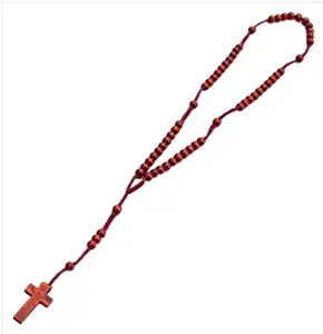 FavorOnline Cherry Wood Rosary Necklace - Rosario De Madera