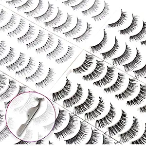 60 Pairs Natural False Eyelashes Pack with Tweezers | Ultra-Thin Lash Band | Reusable Best Strip Fake Lashes Set | Perfect for All Eye Shape by Bella Hair