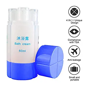 4-In-1 Travel Bottle Set TSA Approved, 60ml (2Oz)4 Organized Leak Proof Travel Size Toiletries, Refillable Travel Sets Cosmetic Toiletry Containers for Shampoo Lotion Soap.Travel Accessories (Blue)