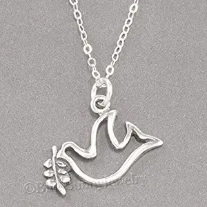 Peace Dove Necklace Olive Branch Christmas Charm Pendant Sterling Silver 18" 925 DIY Crafting by Wholesale Charms