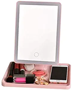 HJJ Assisted Makeup Mirror Touch Sensor Light 360 Degree Rotating HD Vanity Mirror with Large Storage Tank Optional Battery/Charging, Charging
