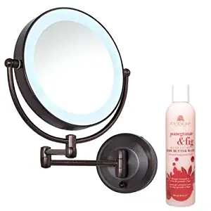 Zadro Oil Rubbed Bronze LEDW810 LED Lighted Wall Mount Mirror and Cuccio Pomegranate & Fig Body Butter Wash