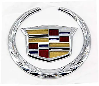 Guzetop 3D 4" Rear Chrome Wreath Crest Logo Emblem Badge Sticker fit for Cadillac