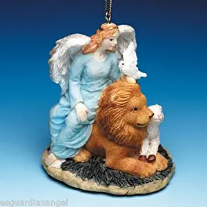 Lion and Lamb Statue with Dove and Angel