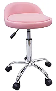 DevLon NorthWest Salon Stool with Back Rest Saddle Hydraulic Spa Stool (LIGHT PINK)