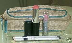Avon Cosmetic Makeup Bag Case Beige Trim Zippered Bag Pencils Brushes