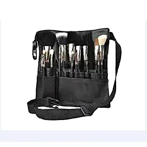 Professional 22 Pockets PU Leather Cosmetic Makeup Brush Bag Case Holder with Belt Strap, Brushes Not Included