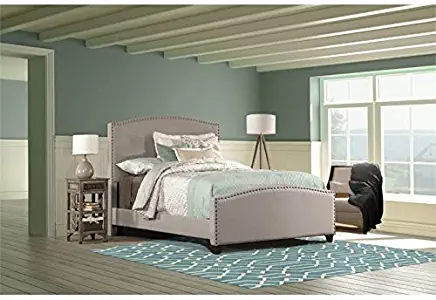 Natural Greige Upholstered Twin Panel Bed in Dove Gray