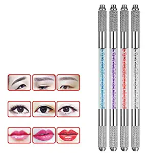 Yimart 4Pcs/set Different Colors Professional Double-headed Permanent Makeup Manual Tattoo Machine Pen Crystal Tattoo Eyebrow Pen