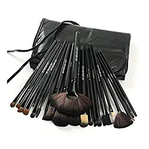 24 Piece Jet Black Make Up Brush Set