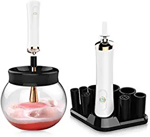 Makeup Brush Cleaner,WeChip Automatic Electric Washing Tool Fast Clean & Dry Cosmetic Brushes Color Removal Cleaner with 8 Size Rubber Collars