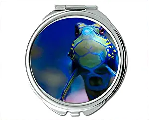 Mirror,Compact Mirror,Mandarinfish theme of Pocket Mirror,portable mirror 1 X 2X Magnifying