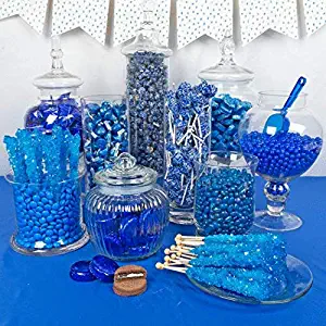 Premium Blue Candy Buffet (15+ Pounds) Includes Hershey's Kisses, M&M's, Jelly Belly Jelly Beans, Dove Chocolate & More - Feeds approx 24-36 people