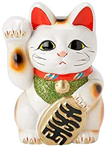 Made in Japan Lucky Cat 7.5'' Tokoname Porcelain White Maneki Neko Right Hand