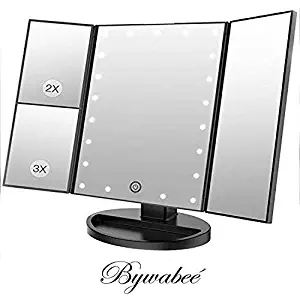 Bywabeé Tri-Fold Lighted Vanity Makeup Mirror