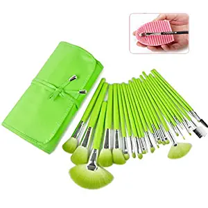 Lookathot Makeup Brushes, 24 Pieces Makeup Brush Set Bamboo Handle Professional Foundation Blending Blush Eye Face Liquid Powder Cream Cosmetics Brushes with Pouch Bag and Brush Egg (Green)