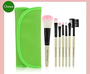 makeup brush set,12 pcs makeup brush set,Professional 7 PCS Makeup Brushes Set Tools Make-up Toiletry Kit Wool Brand Make Up Brush Set Case Cosmetic Foundation Brush (Green)