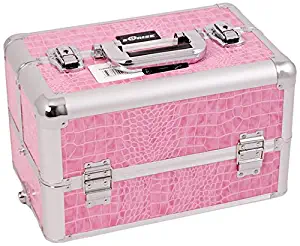 Craft Accents Professional Aluminum Cosmetic Makeup Case, Pink Crocodile, 128 Ounce