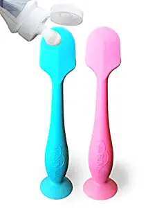 Baby Bum Brush, Original Diaper Rash Cream Applicator, Soft Flexible Silicone Brush, Unique Gift, [2- Pack, Blue + Pink]