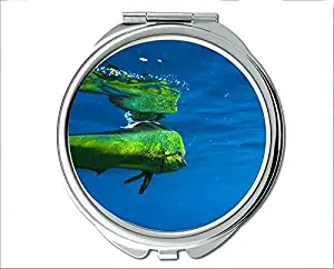 Mirror,makeup mirror,gaming fish theme of Pocket Mirror,portable mirror 1 X 2X Magnifying