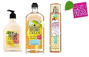 Bath and Body Works Lemon Pomegranate Cream NEW Daily Trio Gift Set - Fine Fragrance Mist 8 oz - Body Lotion 8 oz and Shower Gel 10 fl oz