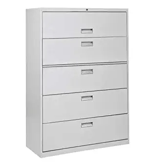 Sandusky Lee LF6A425-05 600 Series 5 Drawer Lateral File Cabinet, 19.25" Depth x 66.375" Height x 42" Width, Dove Gray