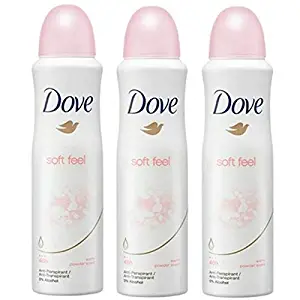 3 Pack Dove Soft Feel Antiperspirant Deodorant Spray, 150ml Each