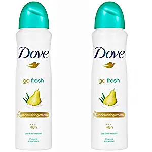 2 Pack Dove Go Fresh Pear & Aloe Antiperspirant Deodorant Spray, 150ml each