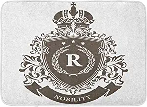 SZZWY Crest Imperial Arms Heraldic Royal Emblem Shield Crown and Laurel Wreath Family Background Pattern Flannel Bath Rugs Prevent Shifting and skidding Super Absorbent 3D Printing 60x40cm