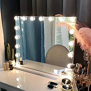 MoonMoon Hollywood Vanity Mirror with Lights，Professional Makeup Mirror & Lighted Vanity Makeup mirror with Smart Touch Adjustable LED Lights (white)