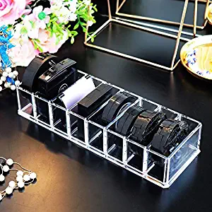 Sooyee Clear Acrylic Compact Organizer, 8 Spaces Cosmetic Storage Box for Lipstick,Highlighting Blush Palette，Beauty Care and Eyeshadow Makeup Organizer.