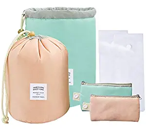 2 Pack Travel Makeup Bags Waterproof Cosmetic Bags Multifunctional Bucket Toiletry Bag Make up Organizer Barrel Cases Kit Storage pocket Soft Collapsible Portable Cosmetic Cases