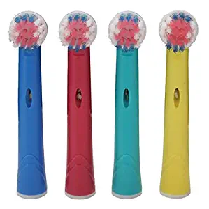 Kids Colored Brush Heads Compatible with Oral-B Electric Toothbrush, Soft Bristles - 4 Pack
