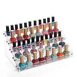 Sooyee Acrylic 5 Layer Nail Polish Rack Tabletop Display Stand on the Table or Desk Holds Up 40-60 Bottles,Clear 5 Tier Essential Oils Holder 12.2x7.9x5.7 Inches,Pack of 1