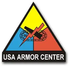 Military Vet Shop U.S. Army Armor Center Crest Vinyl Transfer Window Bumper Sticker Decal 3.8"