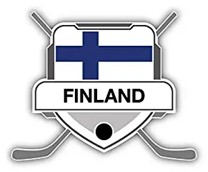 KW Vinyl Finland Flag Hockey Crest Truck Car Window Bumper Sticker Decal 5"