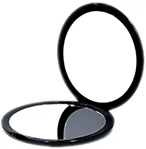 Magnifying Compact Cosmetic Mirror-DeWEISN Elegant Compact Pocket Makeup Mirror, Handheld Travel Makeup Mirror with Powerful 10x Magnification and 1x True View Mirror for Travel or Your Purse (Black)