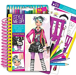 Style Me Up - Fashion Design Coloring Book for Girls, Set of Stencils, Pencils and Painting Book - SMU-1470