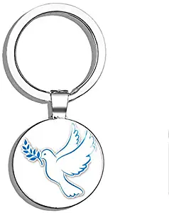 1080 Graphics Peace Dove Metal Round Metal Key Chain Keychain Ring