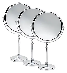Mirrorvana 8-Inch Double Sided Vanity Makeup Mirror (Dual 1X / 10X Magnification) Bundle of 3, Set Packaging, Makes for a