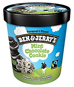 Ben & Jerry's - Vermont's Finest Ice Cream, Non-GMO - Fairtrade - Cage-Free Eggs - Caring Dairy - Responsibly Sourced Packaging, Mint Chocolate Cookie, Pint (8 Count)